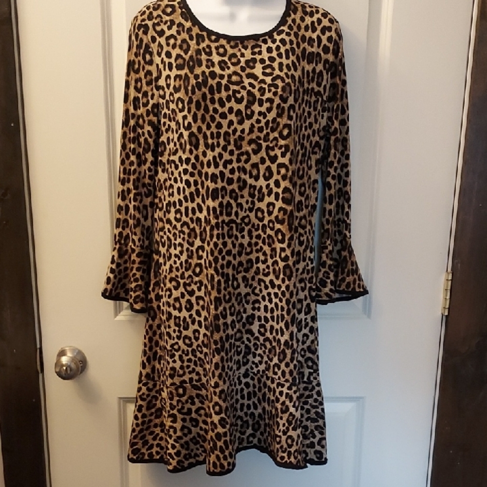 NWT, Michael Kors Carmel And Black Leopard Print Dress
